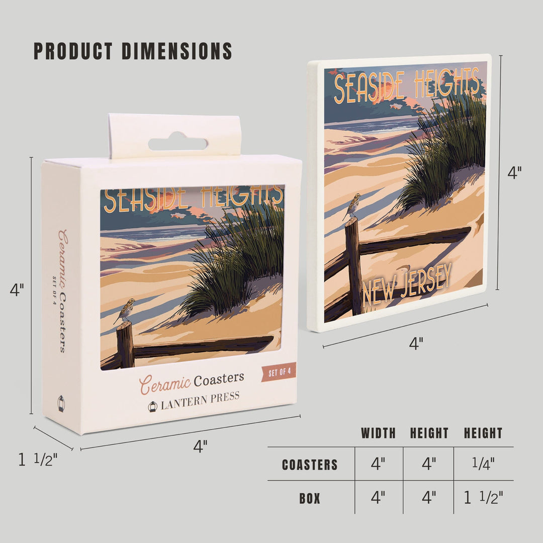 Seaside Heights, New Jersey, Sand and Beachgrass, Coasters Coasters Lantern Press