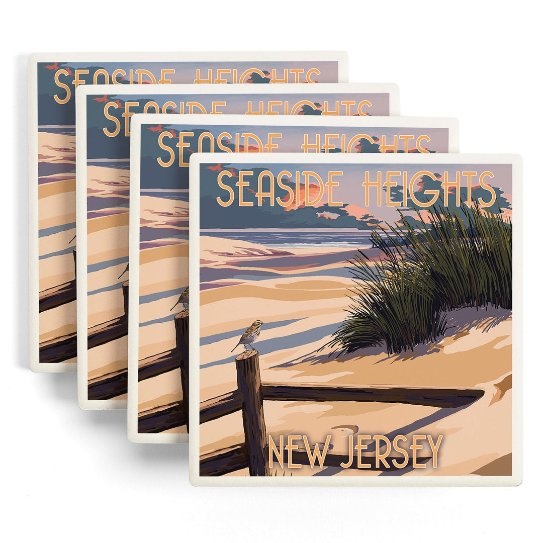 Seaside Heights, New Jersey, Sand and Beachgrass, Coasters Coasters Lantern Press