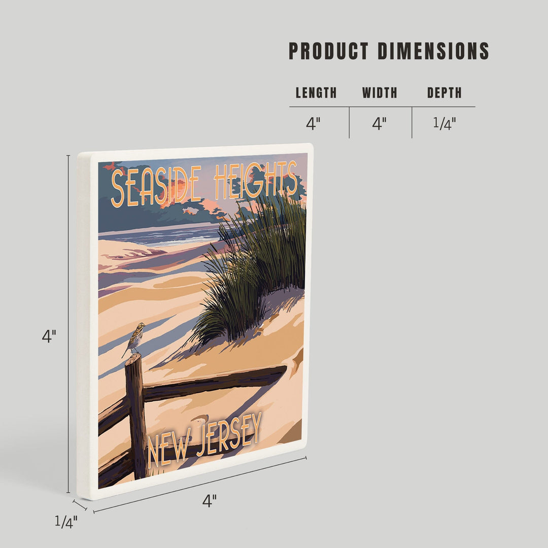Seaside Heights, New Jersey, Sand and Beachgrass, Coasters Coasters Lantern Press
