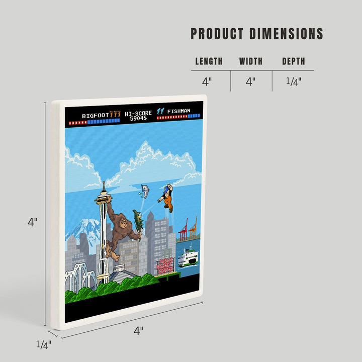 Seattle, Washington, 8-Bit Retro Video Game, Coasters Coasters Lantern Press