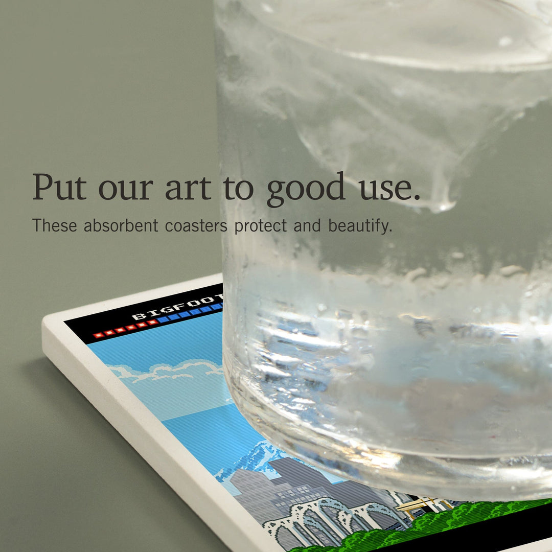 Seattle, Washington, 8-Bit Retro Video Game, Coasters Coasters Lantern Press