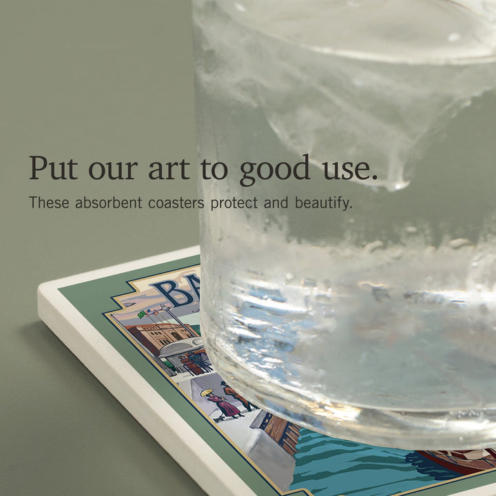 Seattle, Washington, Ballard Locks, Coasters Coasters Lantern Press