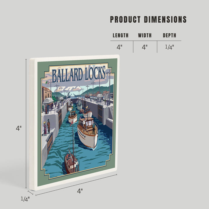 Seattle, Washington, Ballard Locks, Coasters Coasters Lantern Press