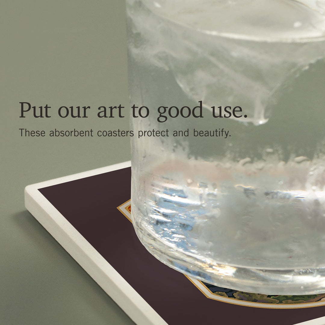 Seattle, Washington, Bigfoot, WPA Style,, Coasters Coasters Lantern Press