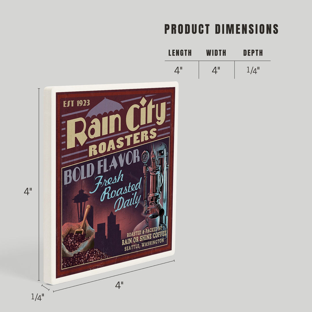 Seattle, Washington, Coffee Roasters Vintage Sign, Coasters Coasters Lantern Press