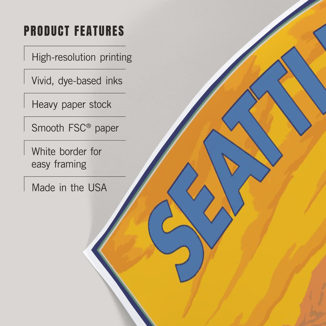 Seattle, Washington, Ferry and Mountains, Art & Giclee Prints Art Lantern Press