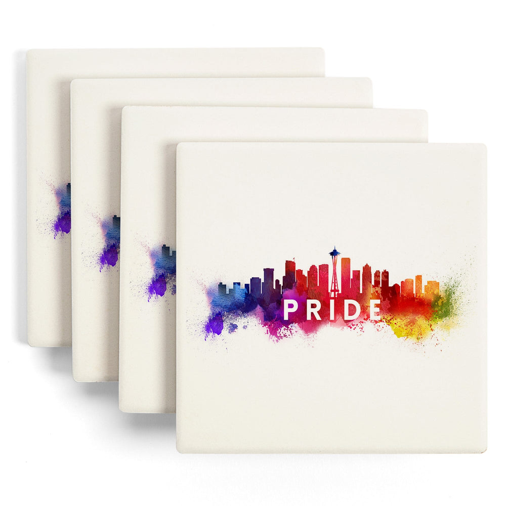 Seattle, Washington, Gay Pride, Skyline Abstract, Coasters Coasters Lantern Press