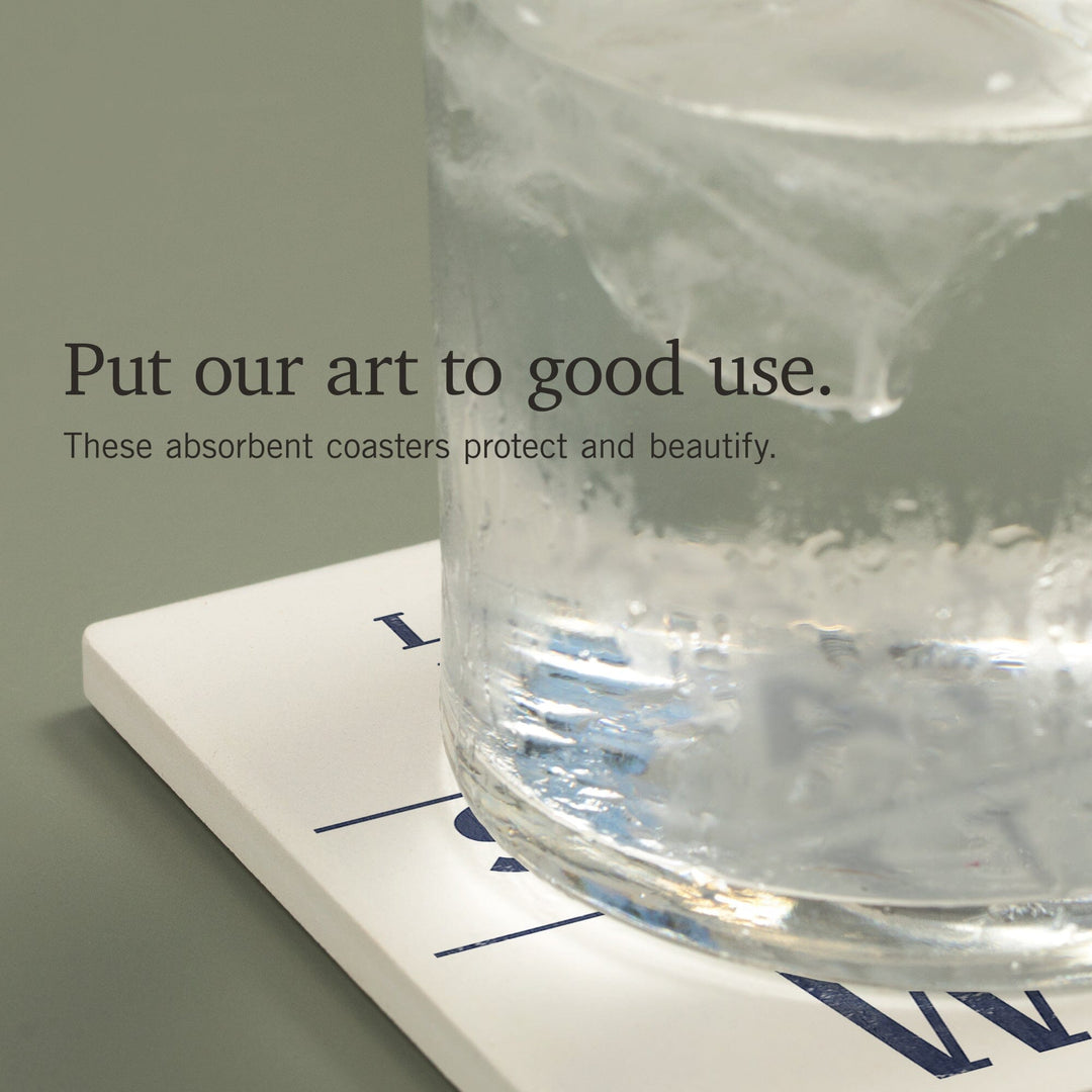 Seattle, Washington, Latitude and Longitude (Blue), Coasters Coasters Lantern Press