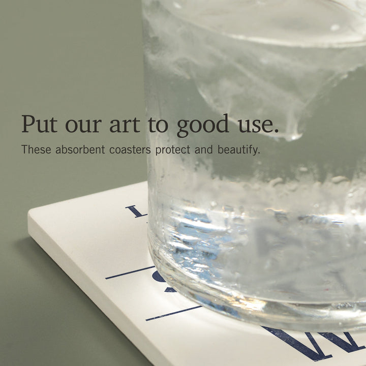 Seattle, Washington, Latitude and Longitude (Blue), Coasters Coasters Lantern Press