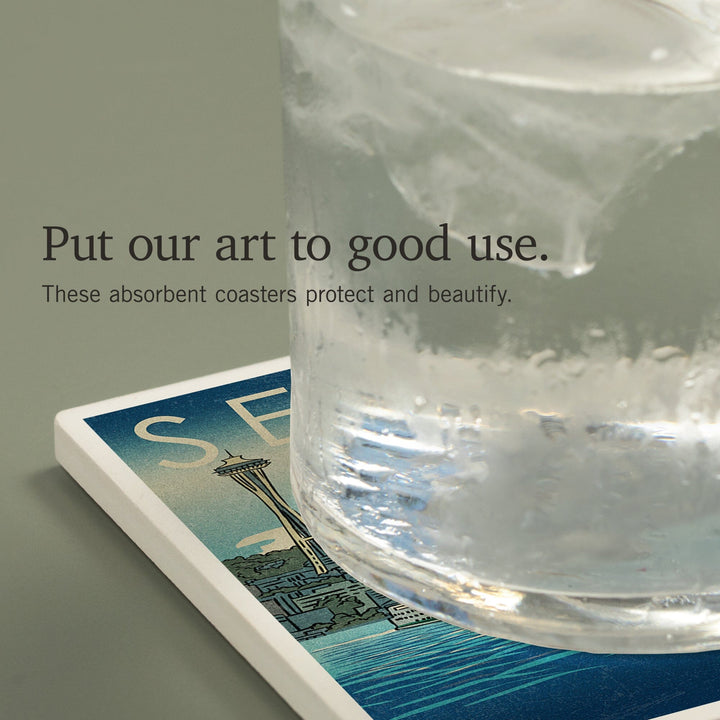 Seattle, Washington, Mermaid, Coasters Coasters Lantern Press