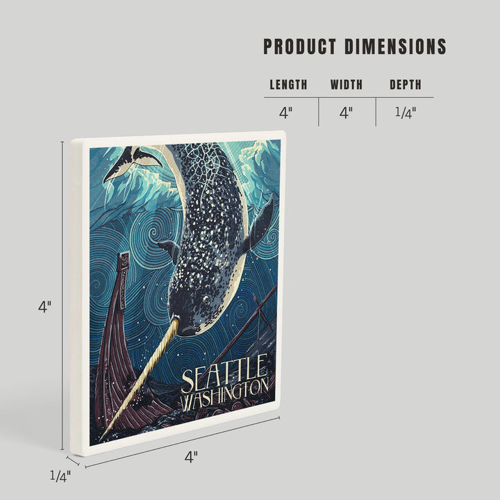 Seattle, Washington, Narwhal Letterpress, Coasters Coasters Lantern Press