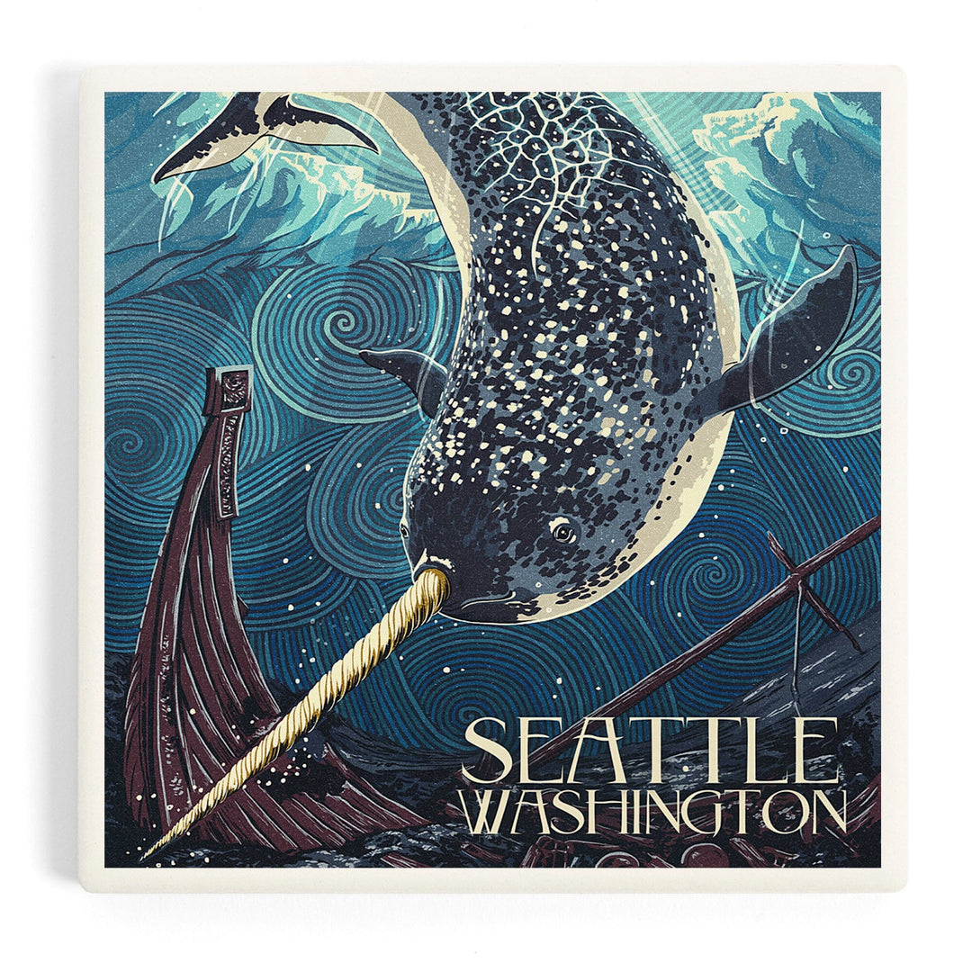 Seattle, Washington, Narwhal Letterpress, Coasters Coasters Lantern Press