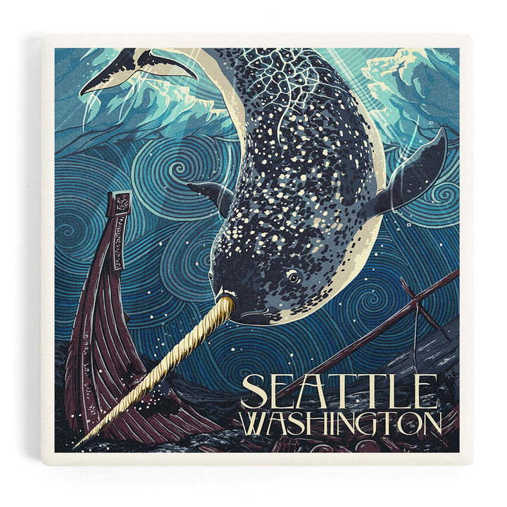 Seattle, Washington, Narwhal Letterpress, Coasters Coasters Lantern Press