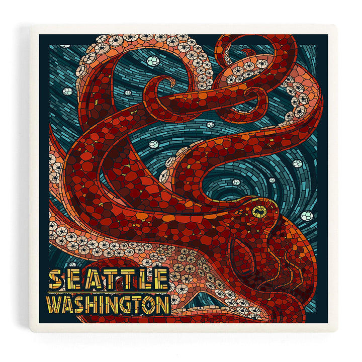 Seattle, Washington, Octopus Mosaic, Coasters Coasters Lantern Press