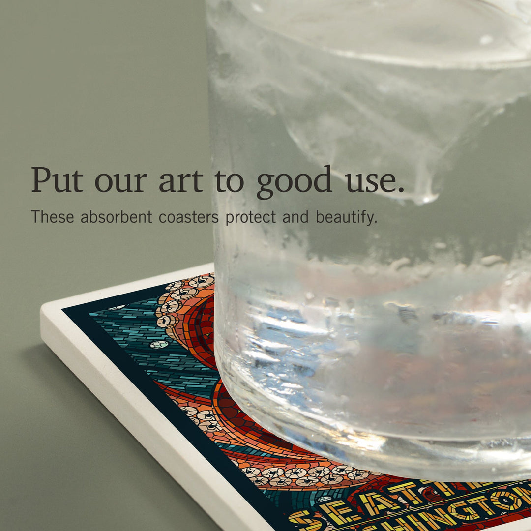 Seattle, Washington, Octopus Mosaic, Coasters Coasters Lantern Press