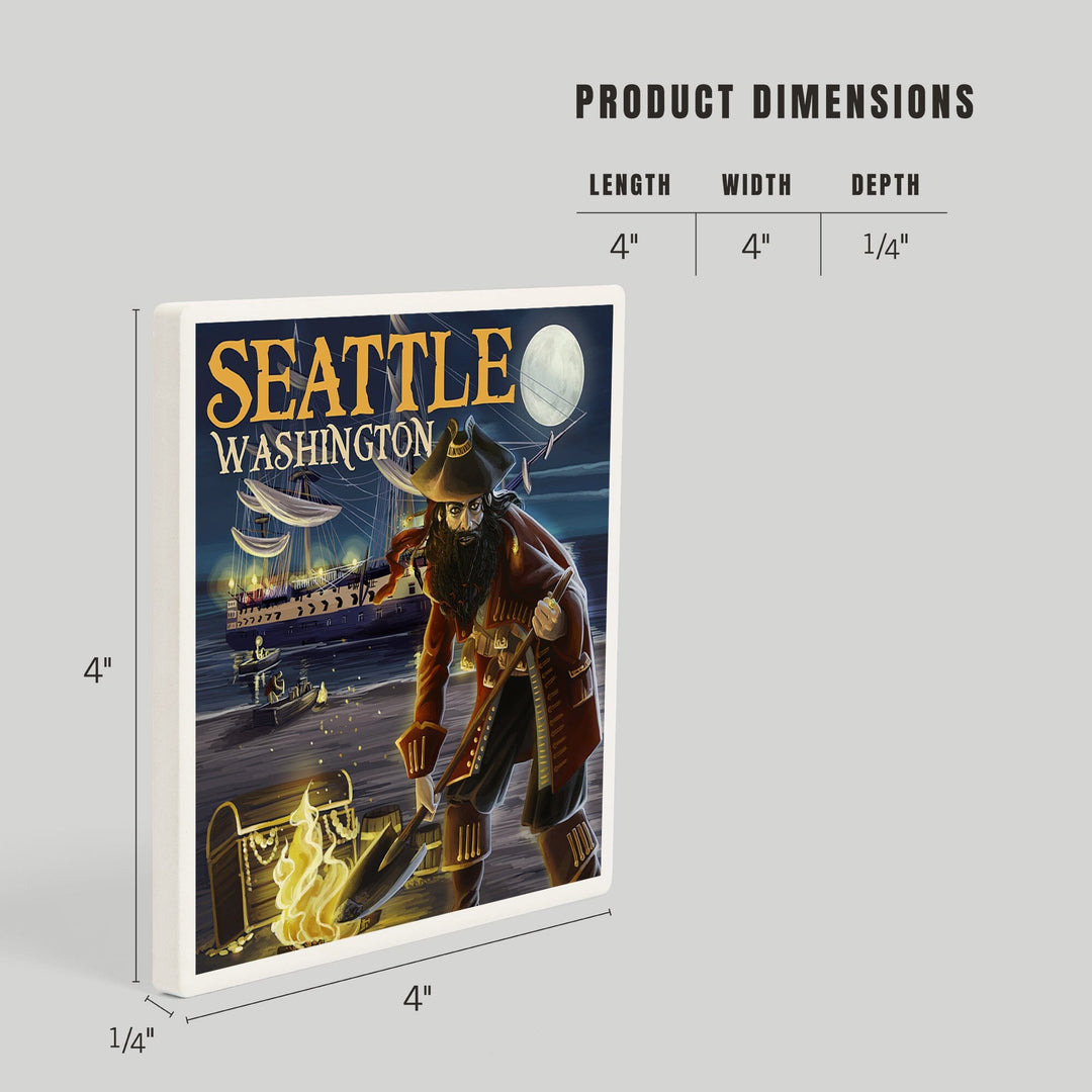 Seattle, Washington, Pirate and Treasure, Coasters Coasters Lantern Press