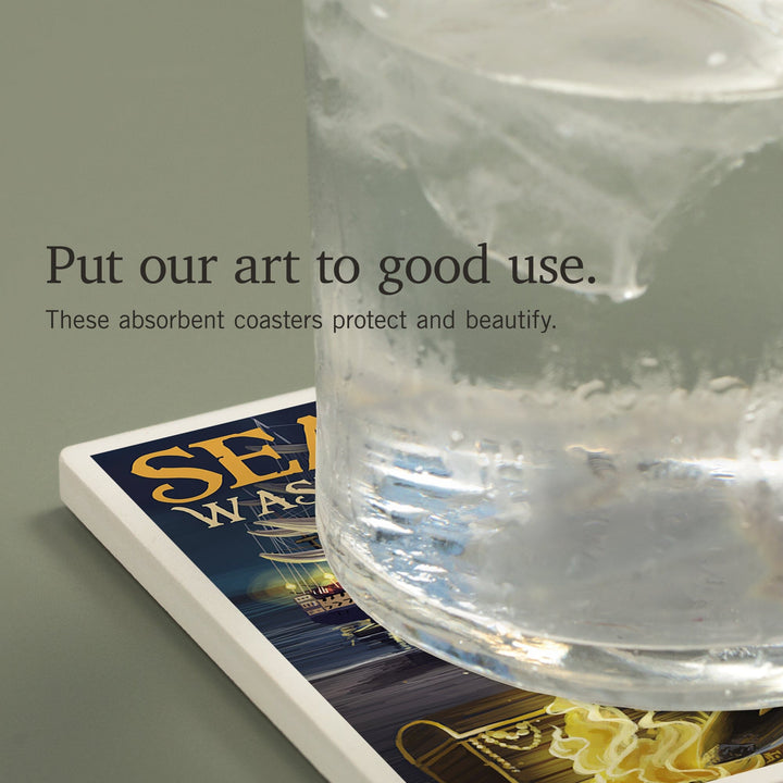 Seattle, Washington, Pirate and Treasure, Coasters Coasters Lantern Press