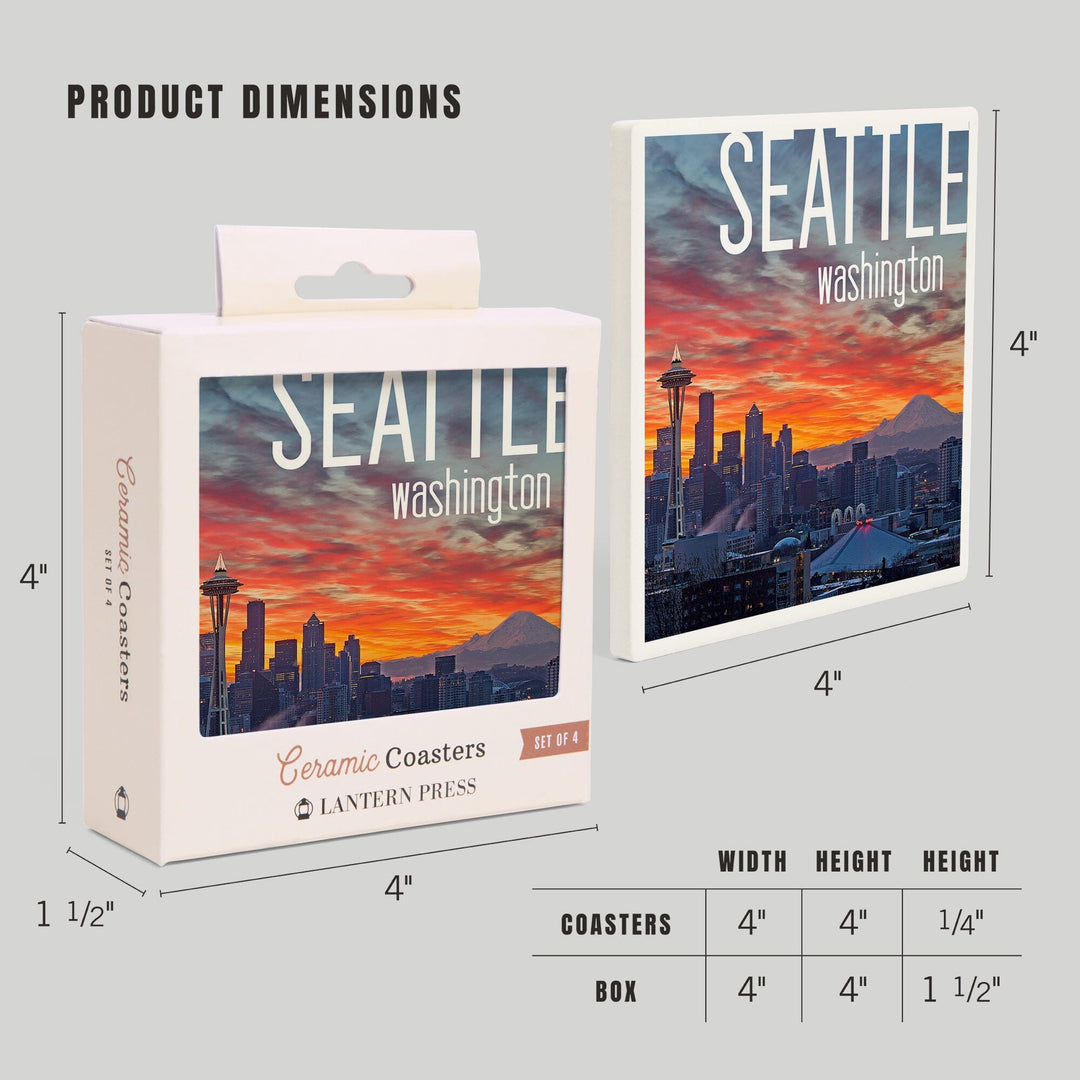 Seattle, Washington, Rainier and Sunrise, Coasters Coasters Lantern Press