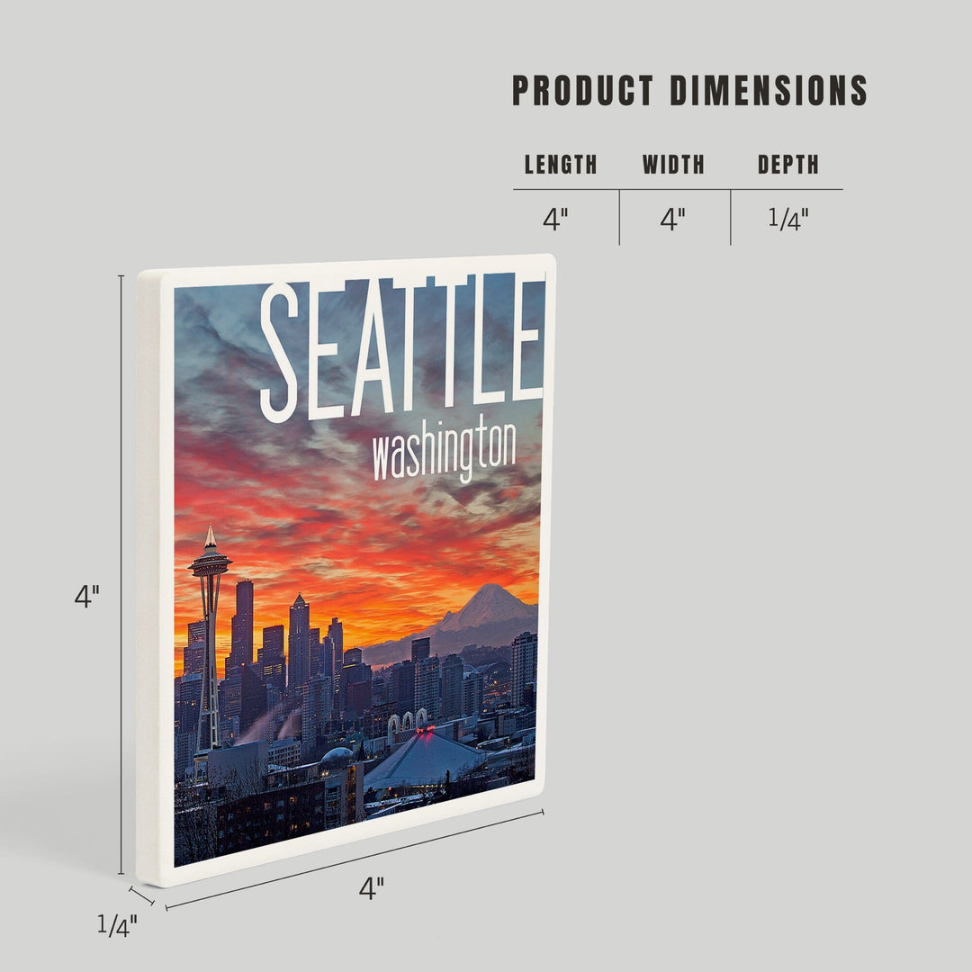 Seattle, Washington, Rainier and Sunrise, Coasters Coasters Lantern Press