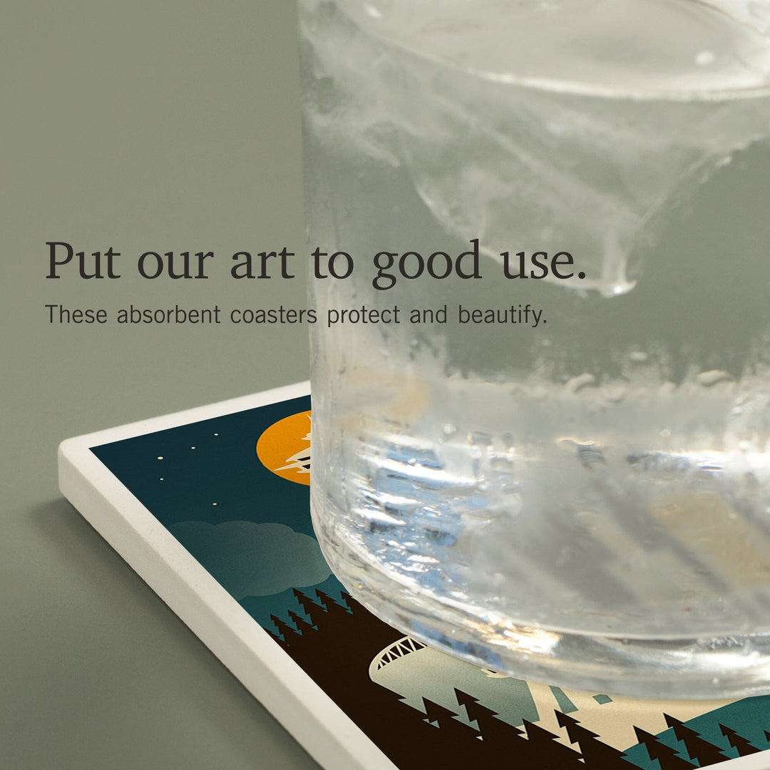 Seattle, Washington, Retro Skyline (no text), Coasters Coasters Lantern Press