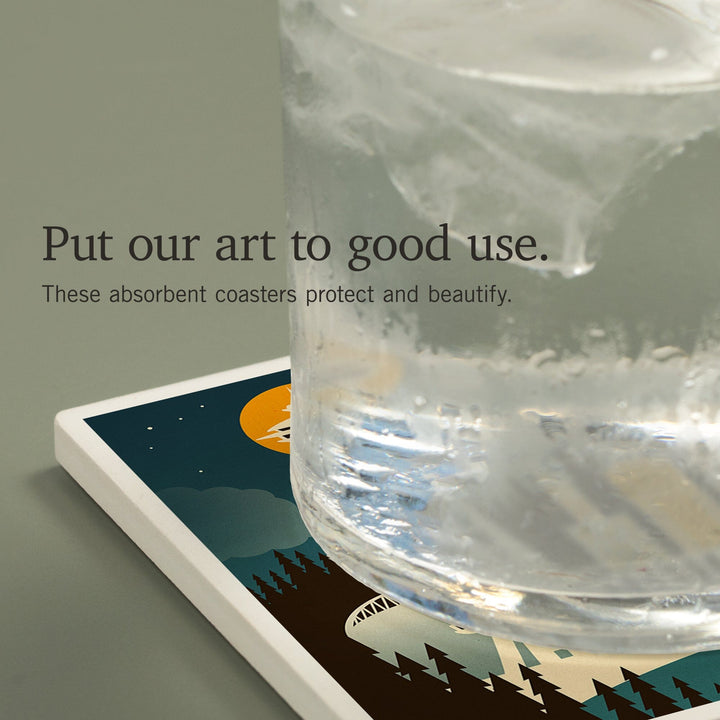 Seattle, Washington, Retro Skyline (no text), Coasters Coasters Lantern Press