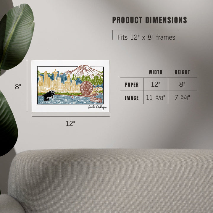 Seattle, Washington, Skyline, Art & Giclee Prints Art Lantern Press