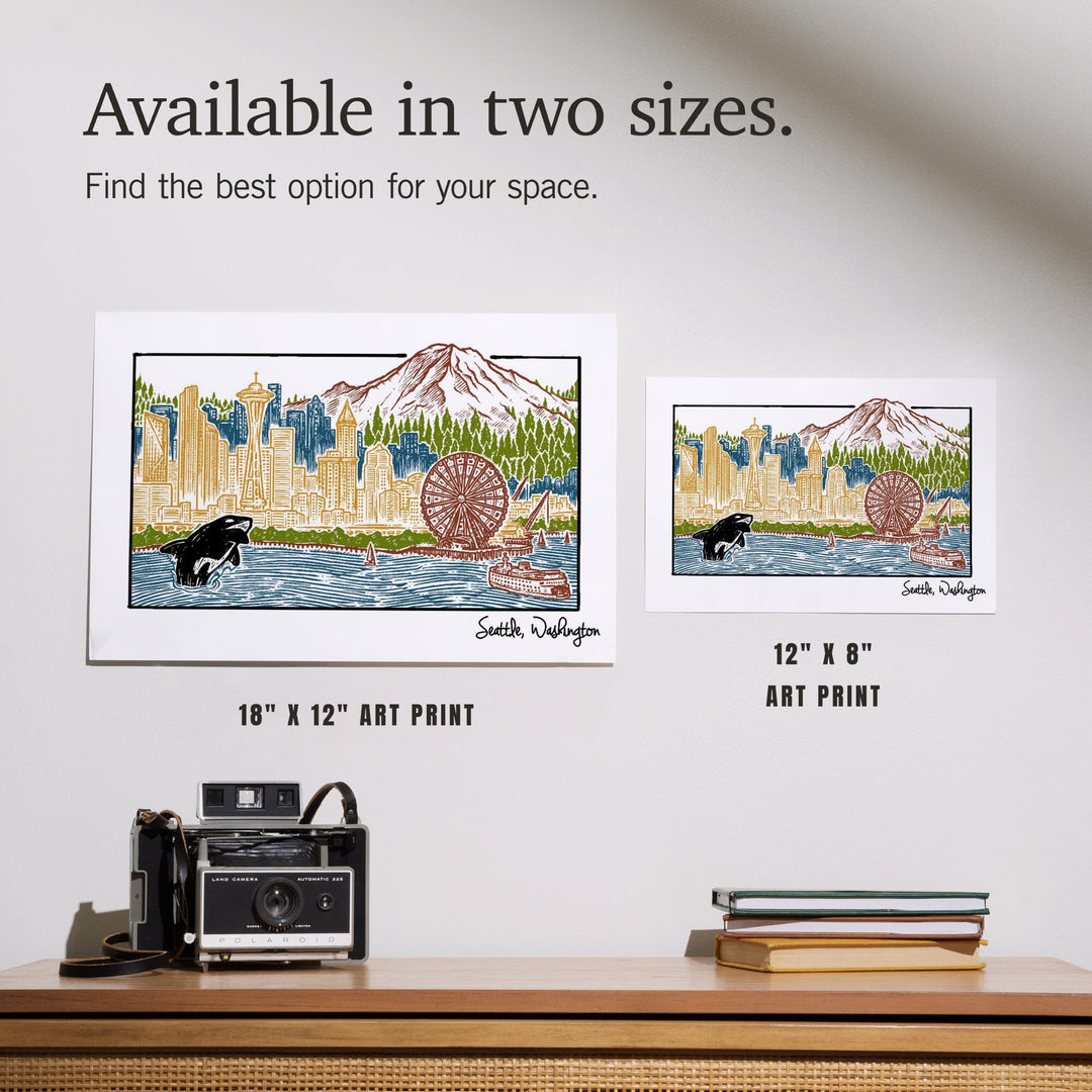 Seattle, Washington, Skyline, Art & Giclee Prints Art Lantern Press