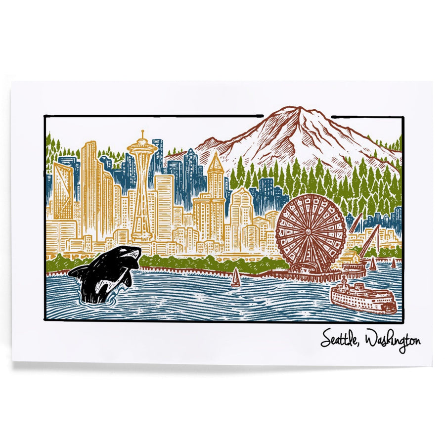 Seattle, Washington, Skyline, Art & Giclee Prints Art Lantern Press