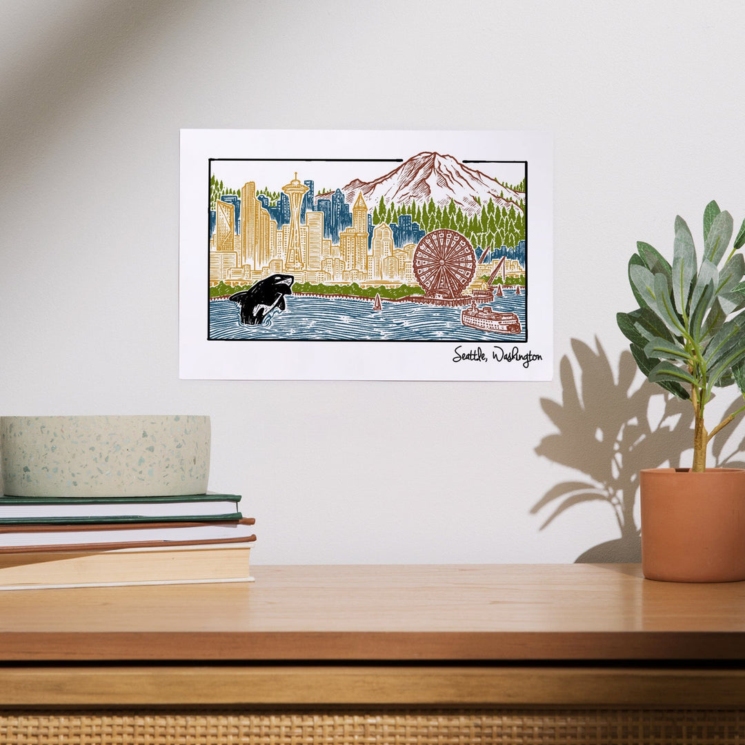 Seattle, Washington, Skyline, Art & Giclee Prints Art Lantern Press