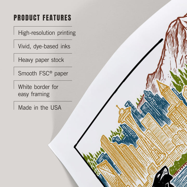 Seattle, Washington, Skyline, Art & Giclee Prints Art Lantern Press