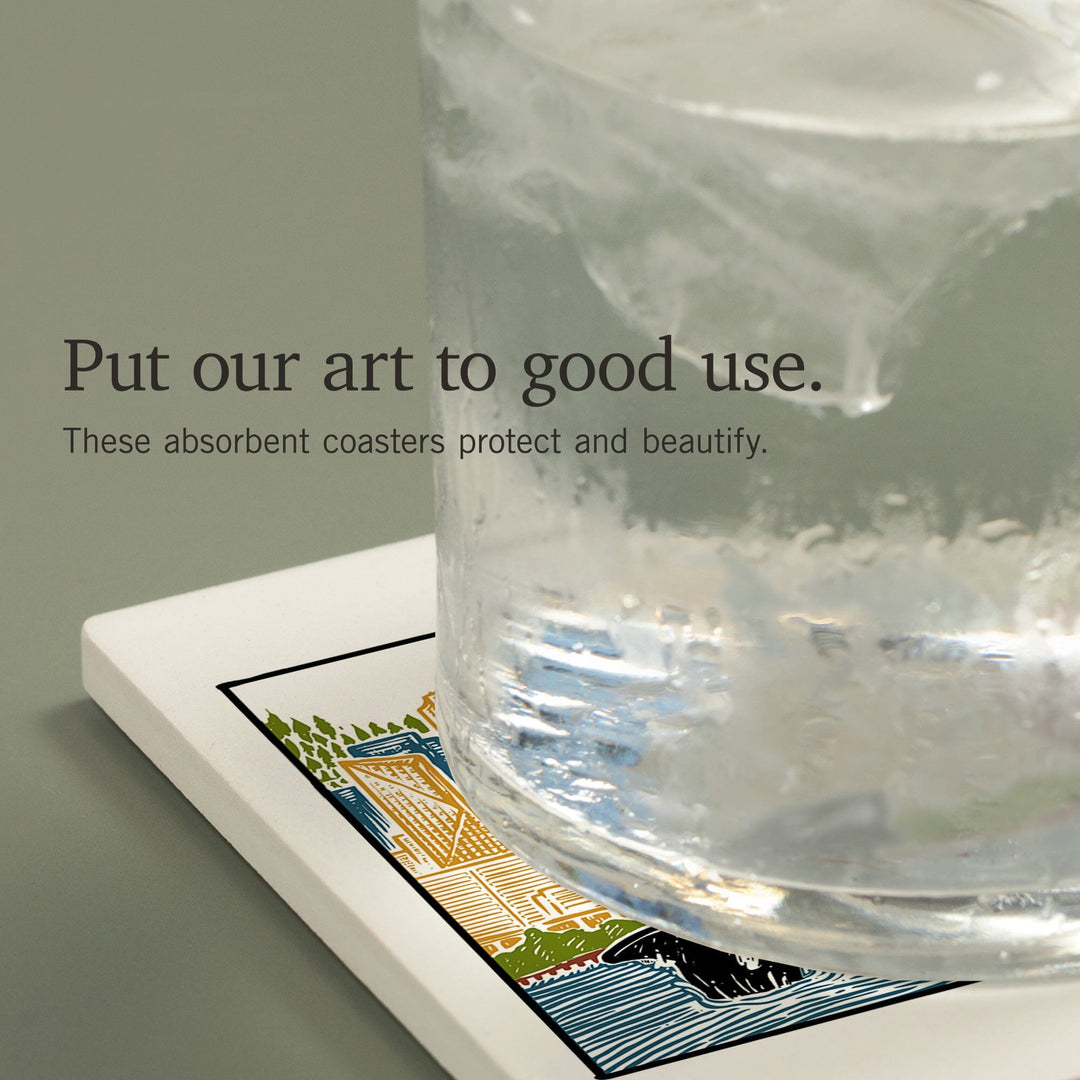 Seattle, Washington, Skyline, Coasters Coasters Lantern Press