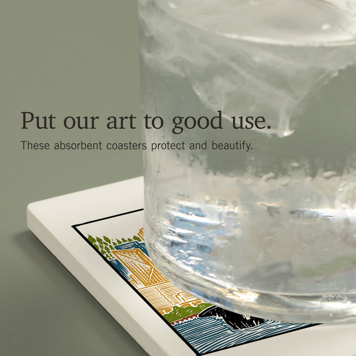 Seattle, Washington, Skyline, Coasters Coasters Lantern Press