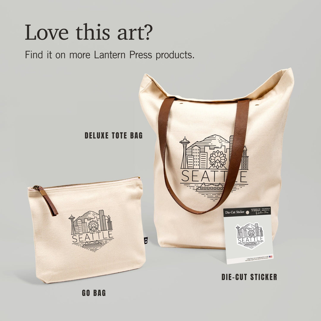 Seattle, Washington, Skyline, Simple Lines, Contour, Lantern Press Artwork, Vinyl Sticker Sticker Lantern Press