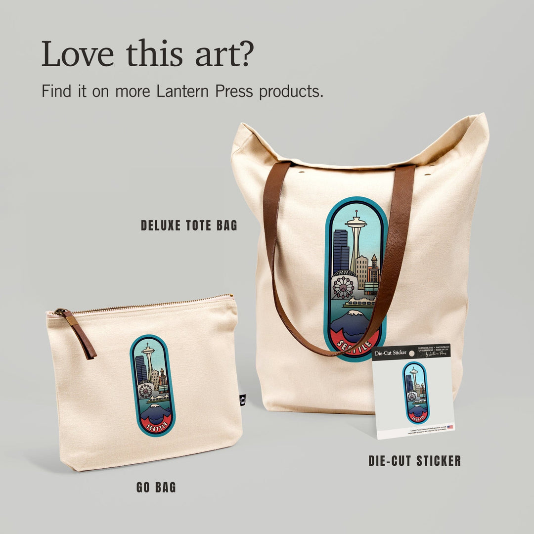 Seattle, Washington, Skyline, Vector Line, Contour, Lantern Press Artwork, Vinyl Sticker Sticker Lantern Press