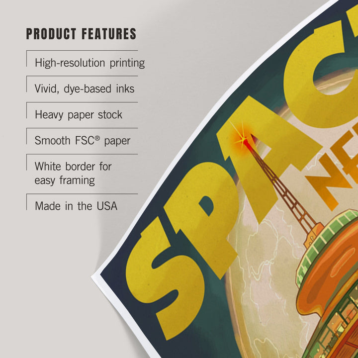 Seattle, Washington, Space Needle and Full Moon, Art & Giclee Prints Art Lantern Press