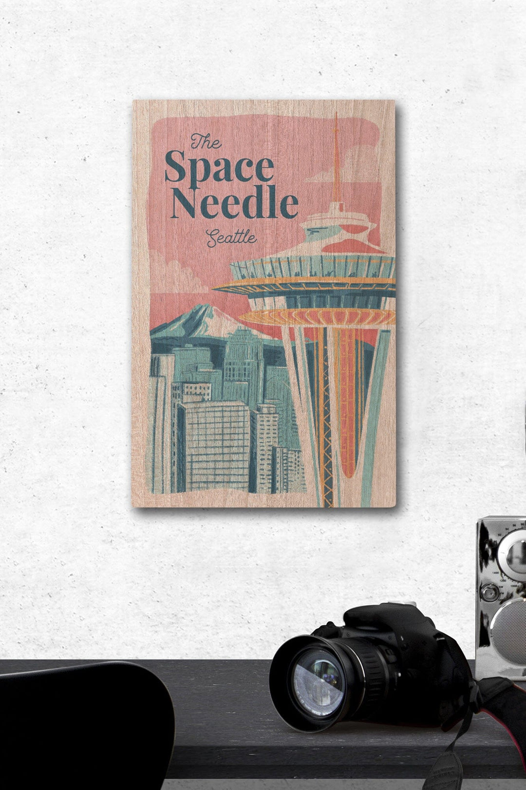 Seattle, Washington, Space Needle, Epic City Scene, Wood Signs and Postcards Wood Lantern Press 12 x 18 Wood Gallery Print
