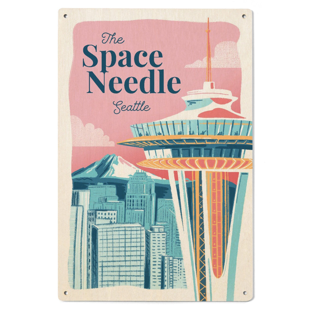 Seattle, Washington, Space Needle, Epic City Scene, Wood Signs and Postcards Wood Lantern Press
