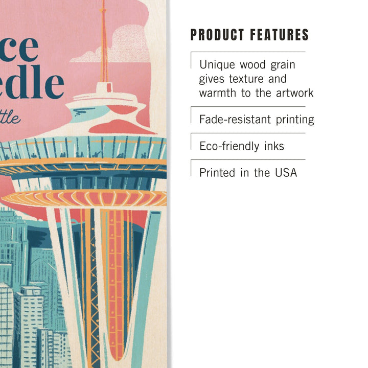 Seattle, Washington, Space Needle, Epic City Scene, Wood Signs and Postcards Wood Lantern Press