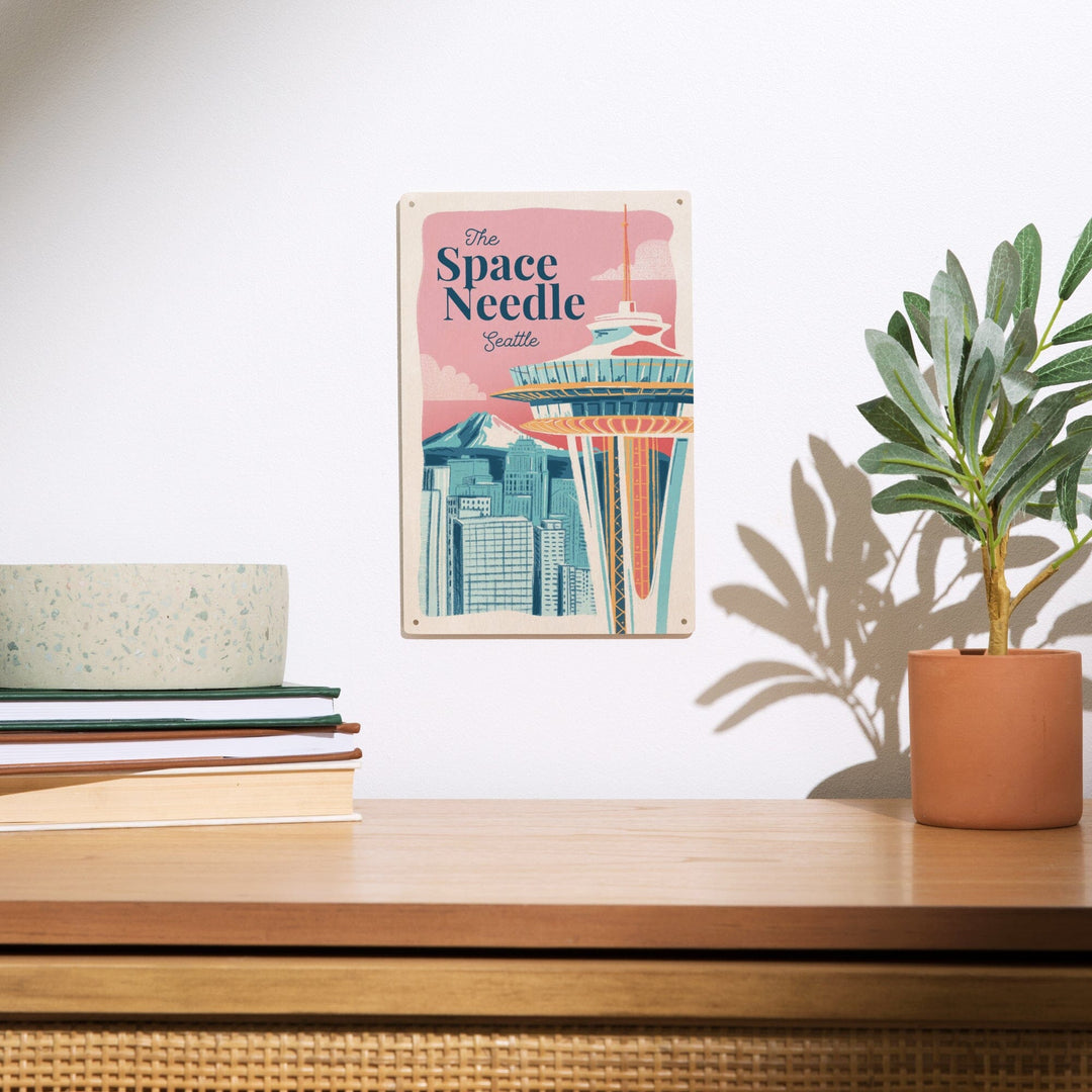 Seattle, Washington, Space Needle, Epic City Scene, Wood Signs and Postcards Wood Lantern Press