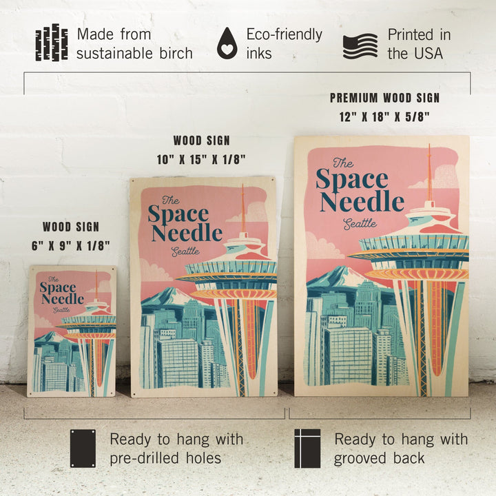 Seattle, Washington, Space Needle, Epic City Scene, Wood Signs and Postcards Wood Lantern Press