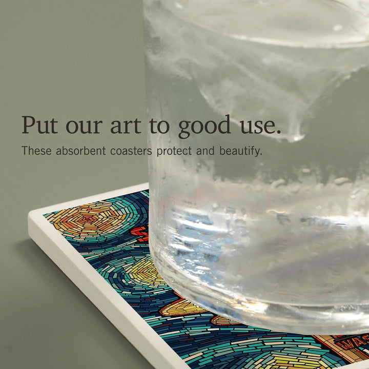 Seattle, Washington, Space Needle Mosaic, Coasters Coasters Lantern Press