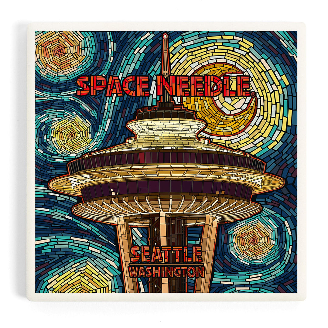 Seattle, Washington, Space Needle Mosaic, Coasters Coasters Lantern Press Coaster