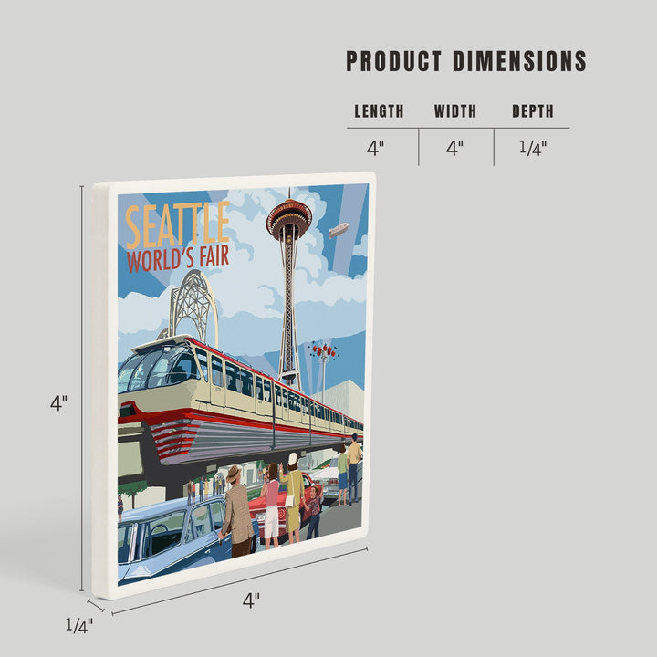 Seattle, Washington, Space Needle Opening Day Scene, Coasters Coasters Lantern Press