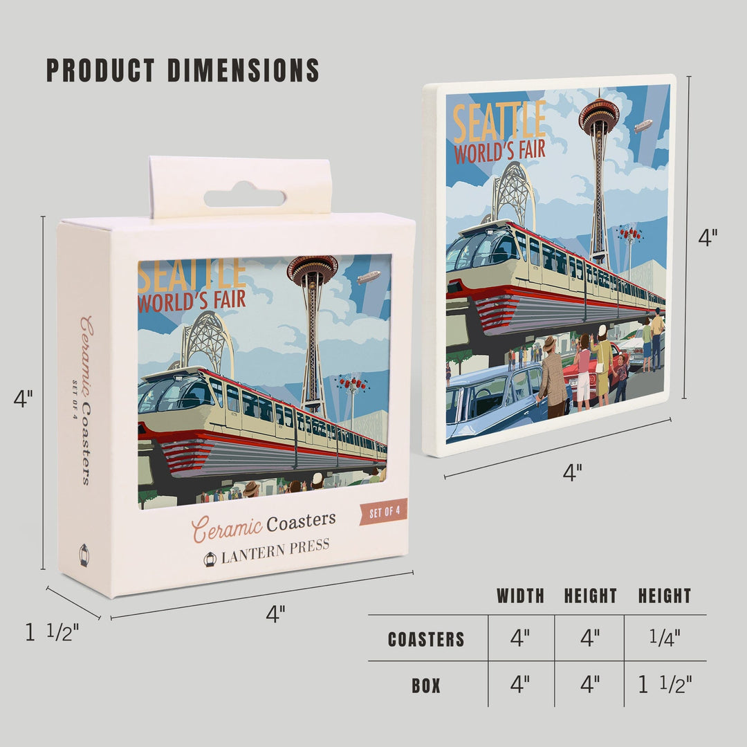 Seattle, Washington, Space Needle Opening Day Scene, Coasters Coasters Lantern Press