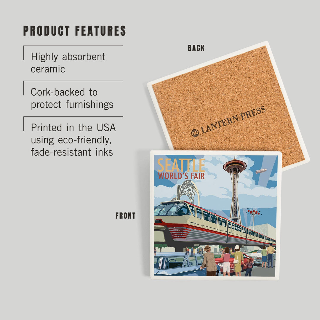 Seattle, Washington, Space Needle Opening Day Scene, Coasters Coasters Lantern Press