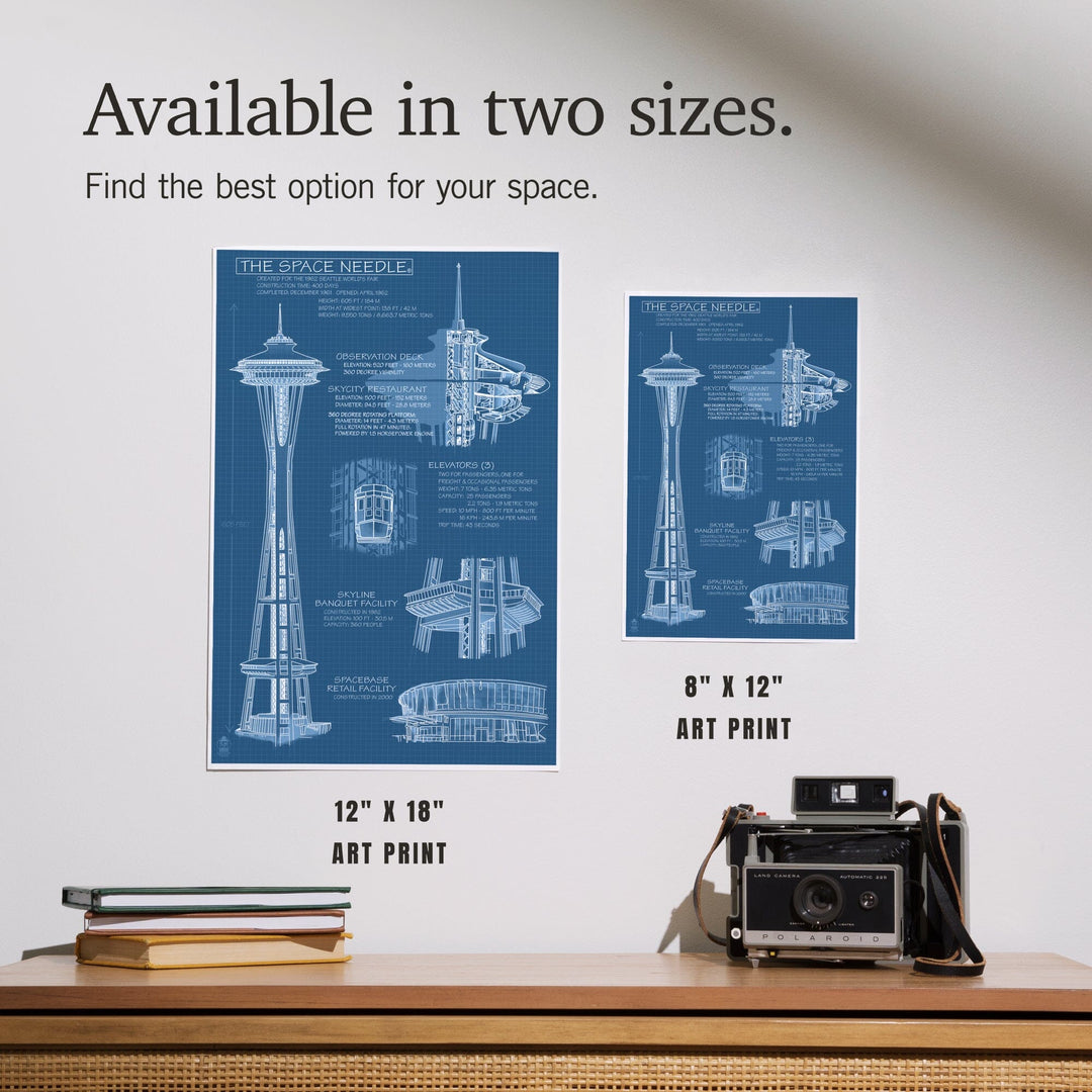 Seattle, Washington, Space Needle Technical Drawing (Blueprint), Art & Giclee Prints Art Lantern Press
