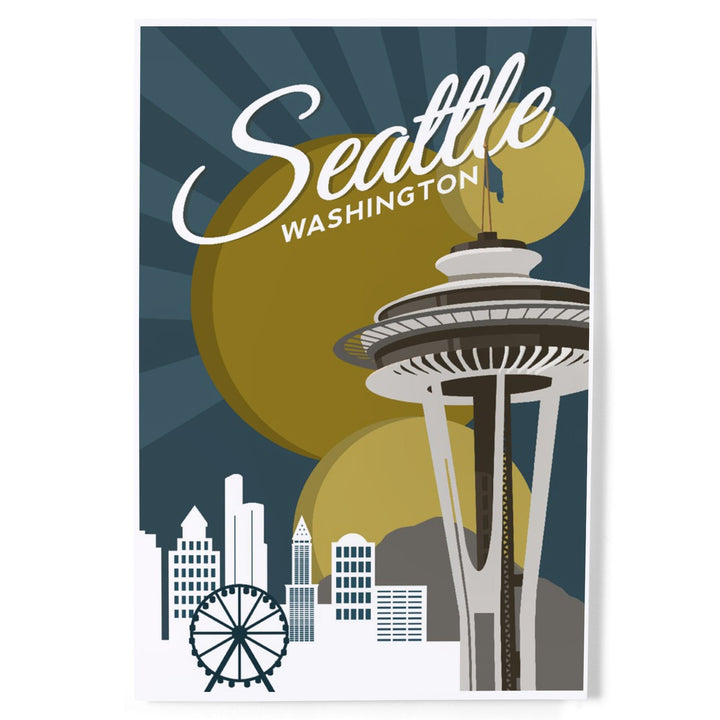 Seattle, Washington, Space Needle, Vector, Art & Giclee Prints Art Lantern Press 12 x 18 Art Print