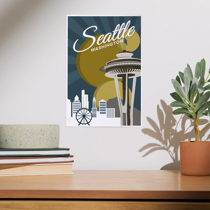 Seattle, Washington, Space Needle, Vector, Art & Giclee Prints Art Lantern Press