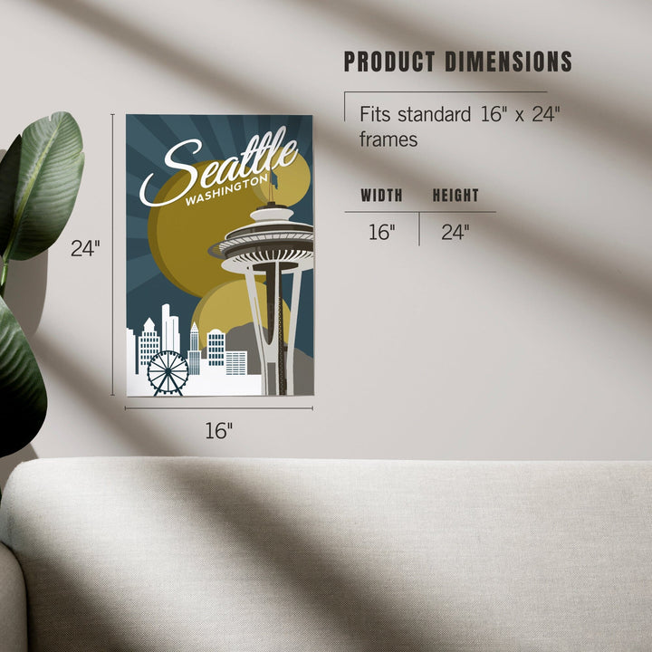 Seattle, Washington, Space Needle, Vector, Art & Giclee Prints Art Lantern Press