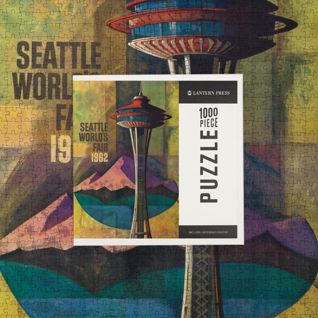 Seattle, Washington, Space Needle World's Fair, Vintage Travel Poster, Jigsaw Puzzle Puzzle Lantern Press